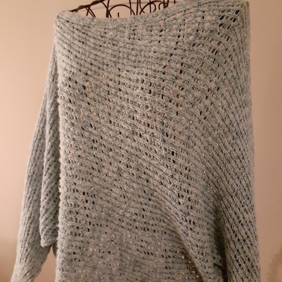 Mint color off the shoulder sweater - Picture 4 of 6